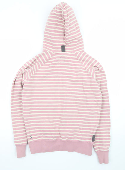 Joules Women's Pink White Striped Pullover Hoodie Size 10