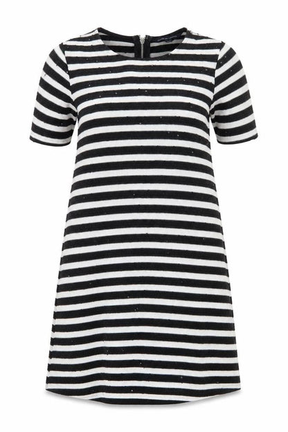 French Connection Women's Black White Striped Shift Dress Size 8
