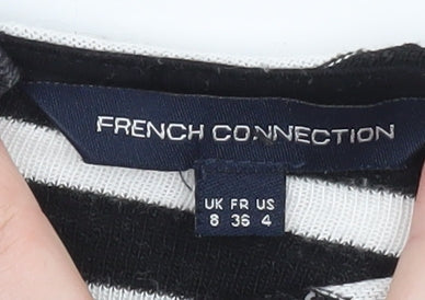 French Connection Women's Black White Striped Shift Dress Size 8