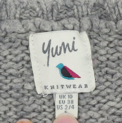 Yumi Women’s Grey Polar Bear Knit Long Sleeve Pullover Jumper Size 10