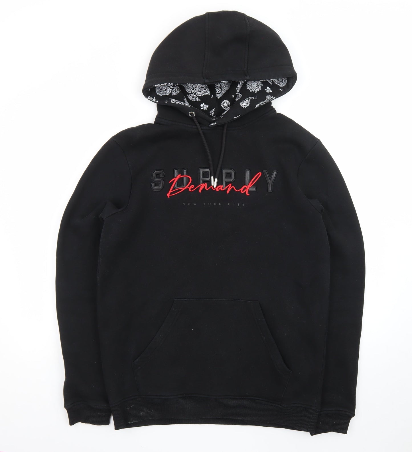 Supply & Demand Men's Black Pullover Hoodie M Graphic Print Paisley Lined
