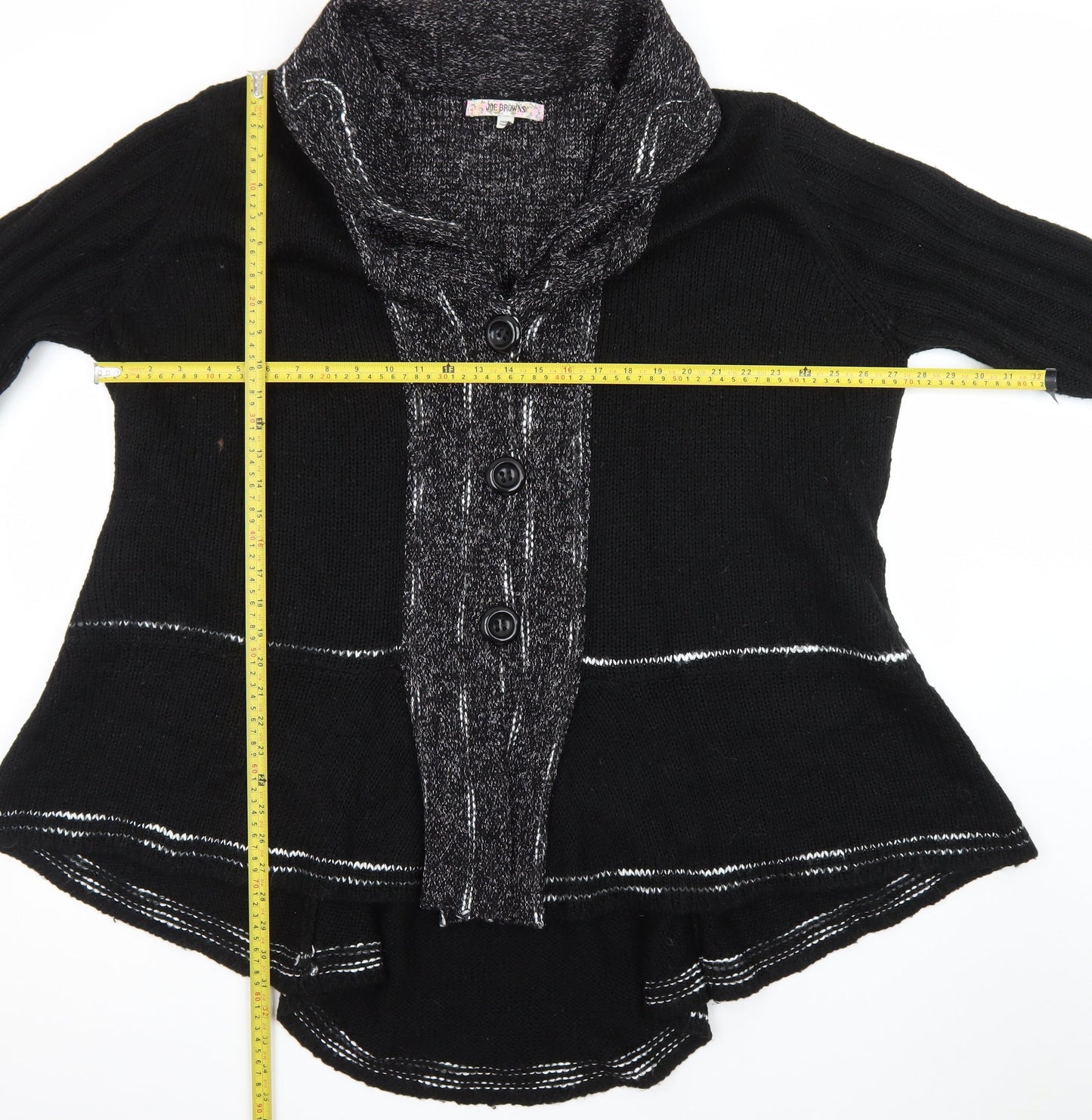 Joe Browns Women's Black Plus Size 32/34 Cowl Neck Knit Cardigan