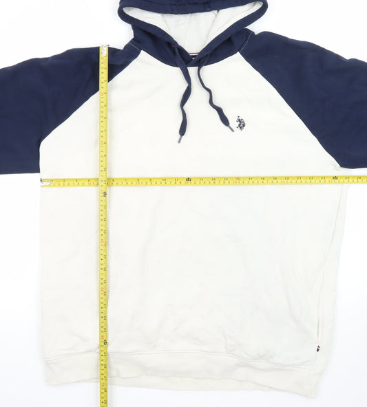 U.S. Polo Assn. Men’s White Navy Pullover Hoodie 2XL Graphic Logo