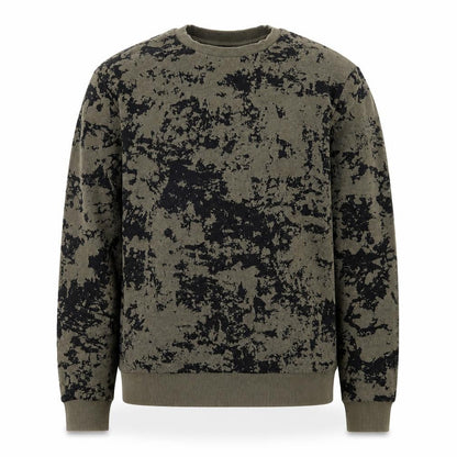 Zara Man Green Camouflage Crew Neck Pullover Sweatshirt Size S