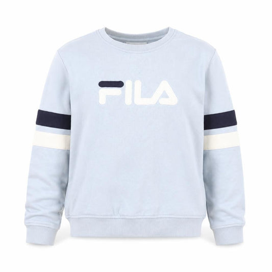 Front view of Fila Women's Light Blue Crew Neck Pullover Sweatshirt, size S