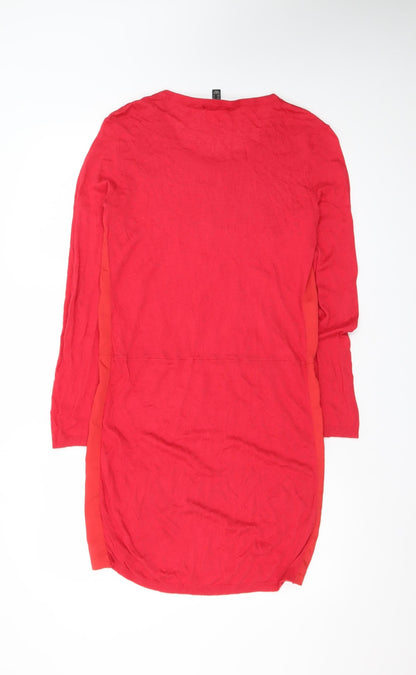 Mango Women’s Red Shift Dress Long Sleeve Size S Casual Classic