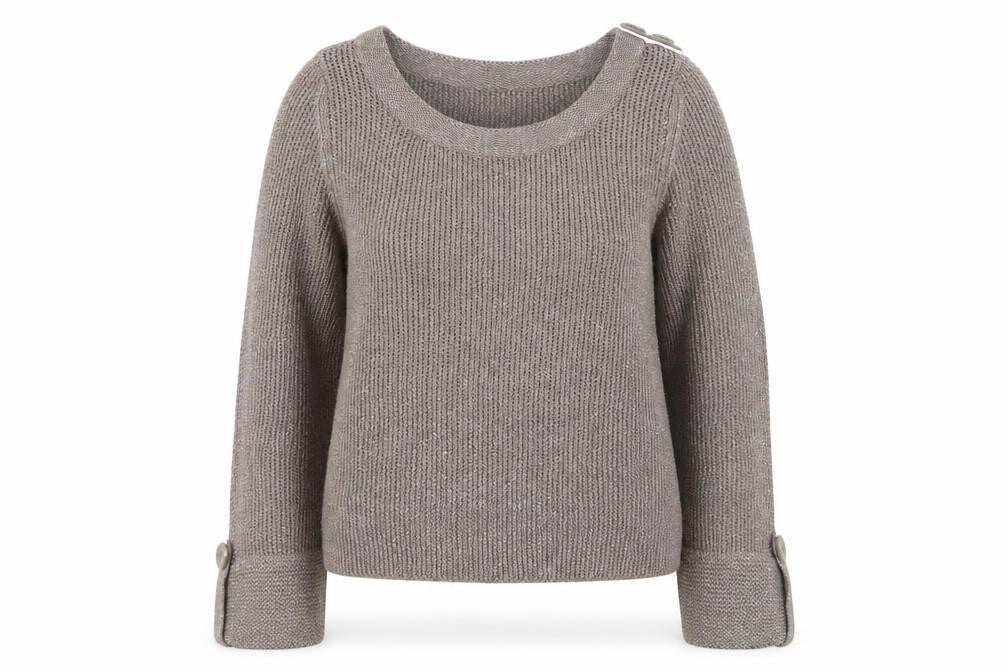 Next Women’s Beige Linen Knit Button Detail Jumper Size 12
