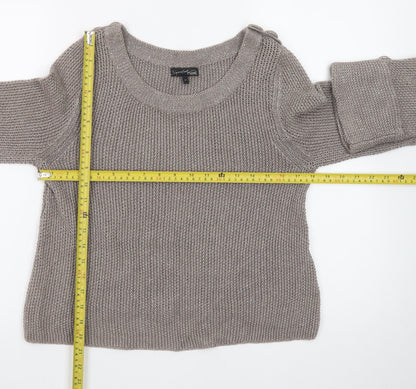 Next Women’s Beige Linen Knit Button Detail Jumper Size 12