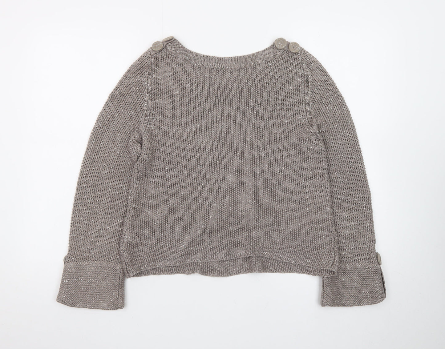 Next Women’s Beige Linen Knit Button Detail Jumper Size 12