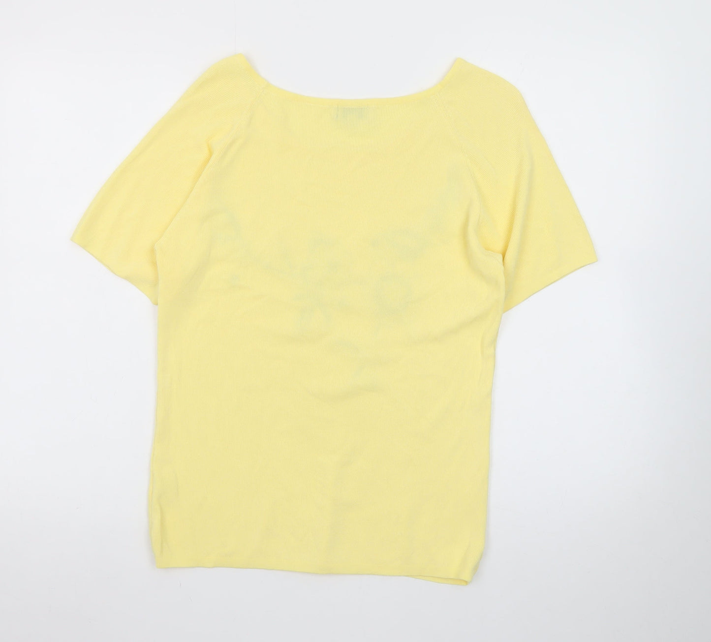 Tiffany Womens Yellow Floral Embroidered Knit T-Shirt Size 18/20