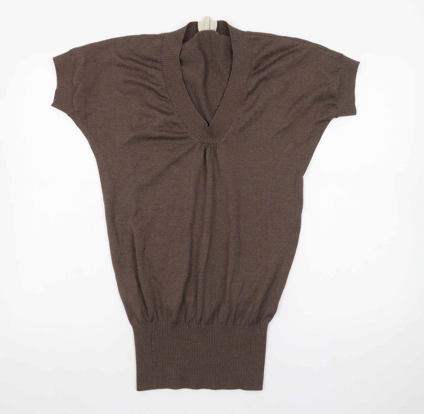 Karen Millen Women Brown Wool Bodycon Short Sleeve Dress Size 10