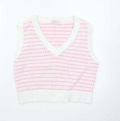 Stradivarius Women's Pink Knit Cropped Tank Top XS