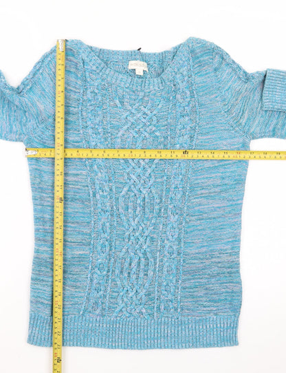 Monsoon Women’s Blue Cable-Knit Cotton Blend Jumper M