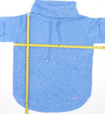 Country Rose Women Blue Cable Knit Cowl Neck Pullover Jumper M
