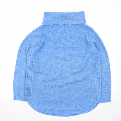 Country Rose Women Blue Cable Knit Cowl Neck Pullover Jumper M