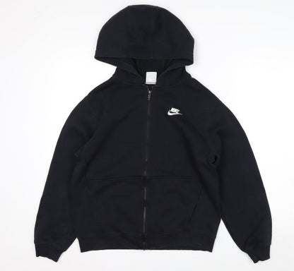 Nike Boys Black Full Zip Hoodie XL 158-170cm Cotton Blend Lined Casual