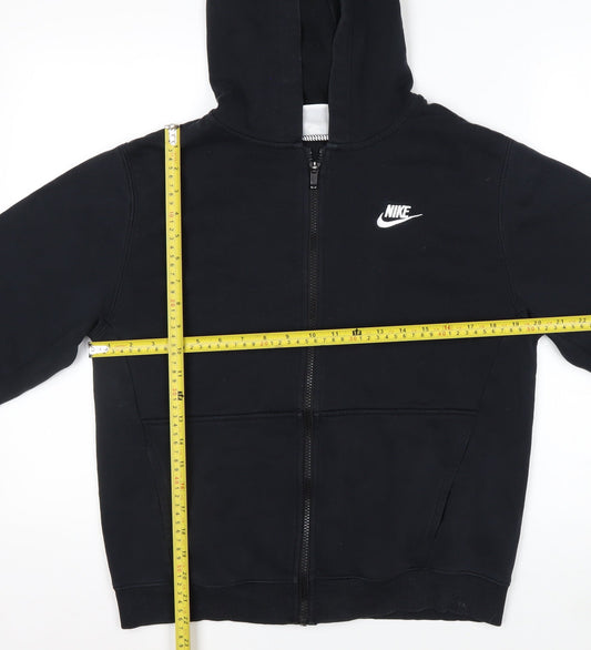 Nike Boys Black Full Zip Hoodie XL 158-170cm Cotton Blend Lined Casual