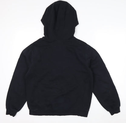 Nike Boys Black Full Zip Hoodie XL 158-170cm Cotton Blend Lined Casual