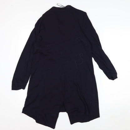 Wallis Women’s Black Longline V-Neck Zip Pocket Knit Cardigan M