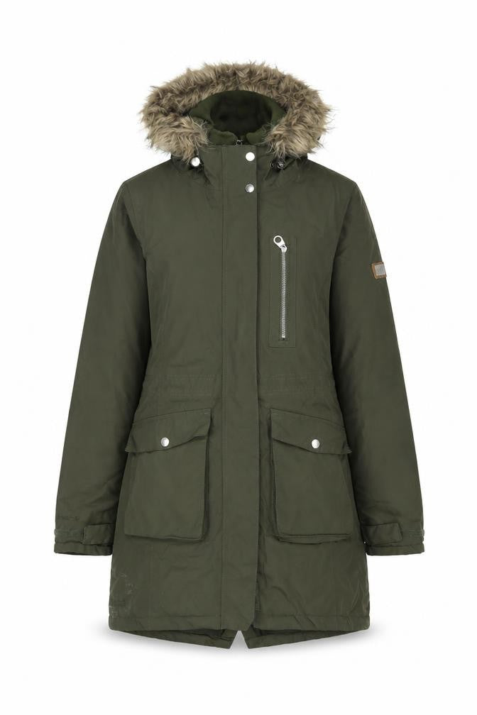 Regatta Womens Green Faux Fur Hooded Parka Coat Size 10