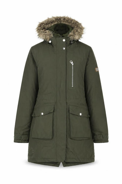 Regatta Womens Green Faux Fur Hooded Parka Coat Size 10