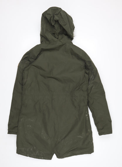 Regatta Womens Green Faux Fur Hooded Parka Coat Size 10