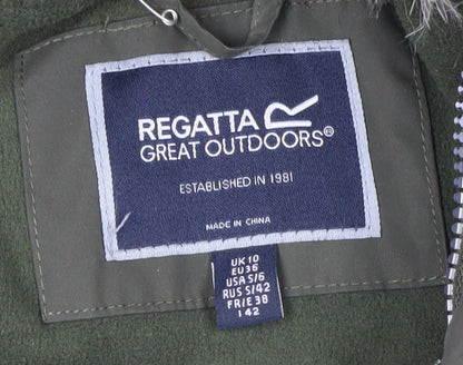 Regatta Womens Green Faux Fur Hooded Parka Coat Size 10