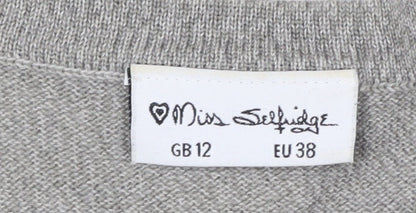 Miss Selfridge Womens Grey Floral Button Cardigan Size 12