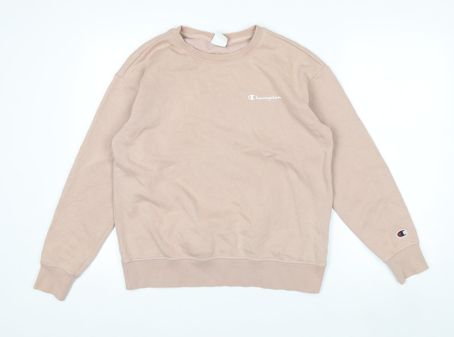 Champion Women’s Beige Small Pullover Sweatshirt Logo Crew Neck