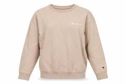 Champion Women’s Beige Small Pullover Sweatshirt Logo Crew Neck