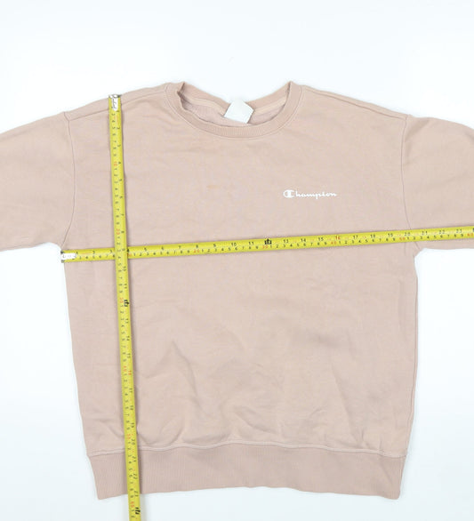 Champion Women’s Beige Small Pullover Sweatshirt Logo Crew Neck