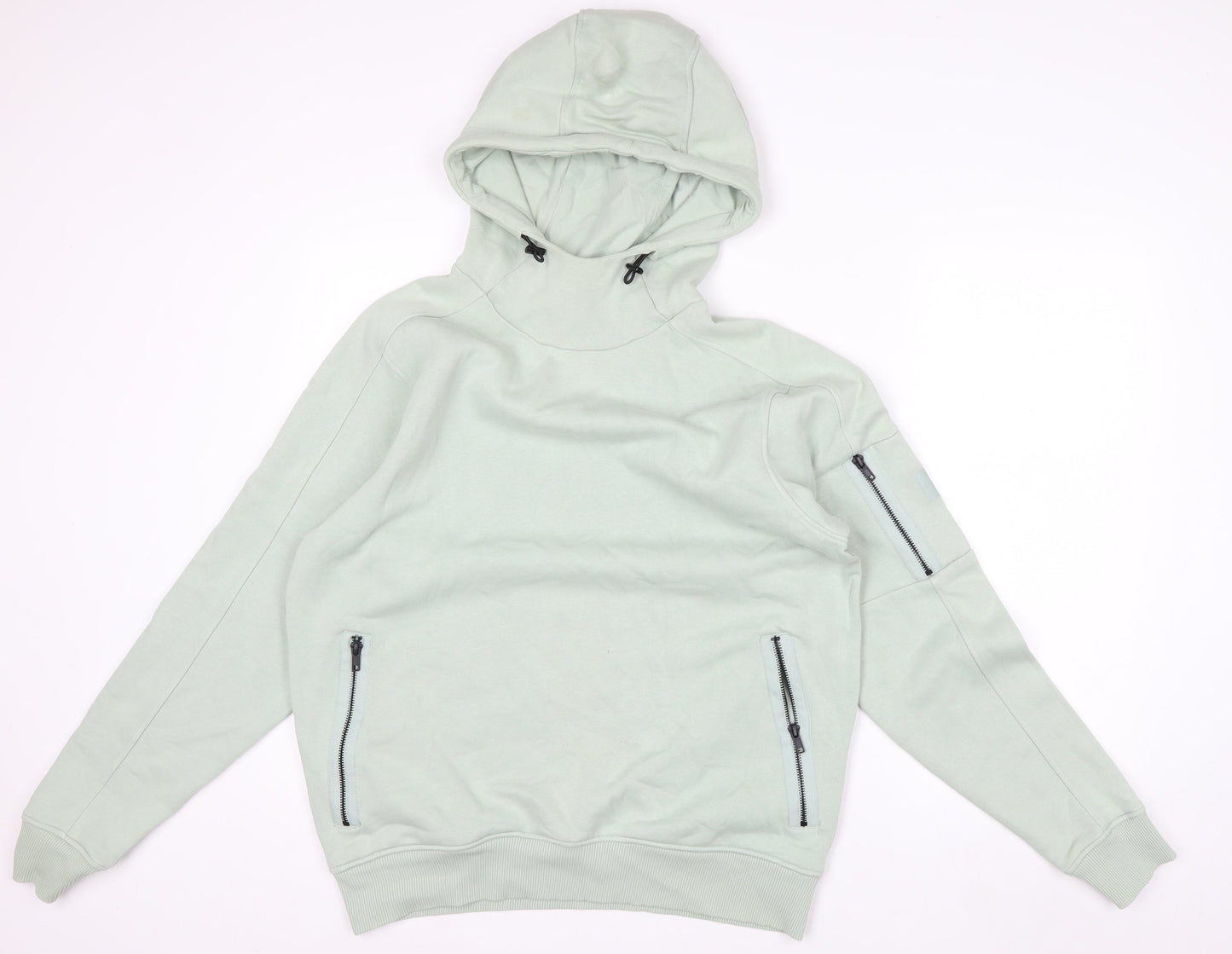 Next Men’s Green Pullover Hoodie M Regular Fit Zip Pocket