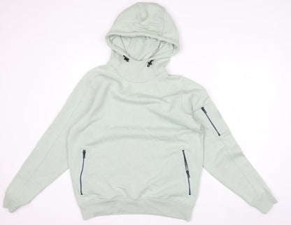 Next Men’s Green Pullover Hoodie M Regular Fit Zip Pocket