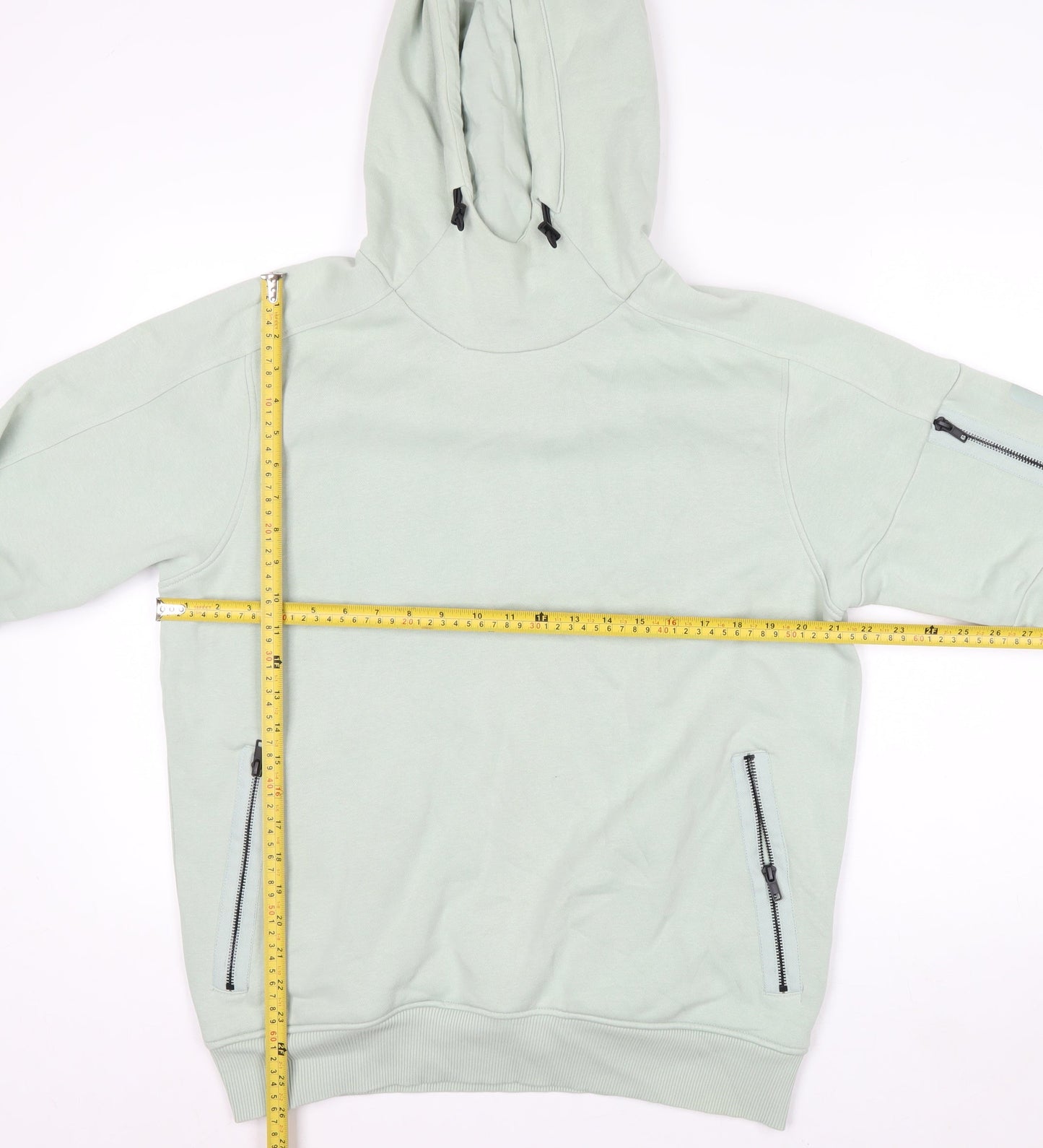 Next Men’s Green Pullover Hoodie M Regular Fit Zip Pocket