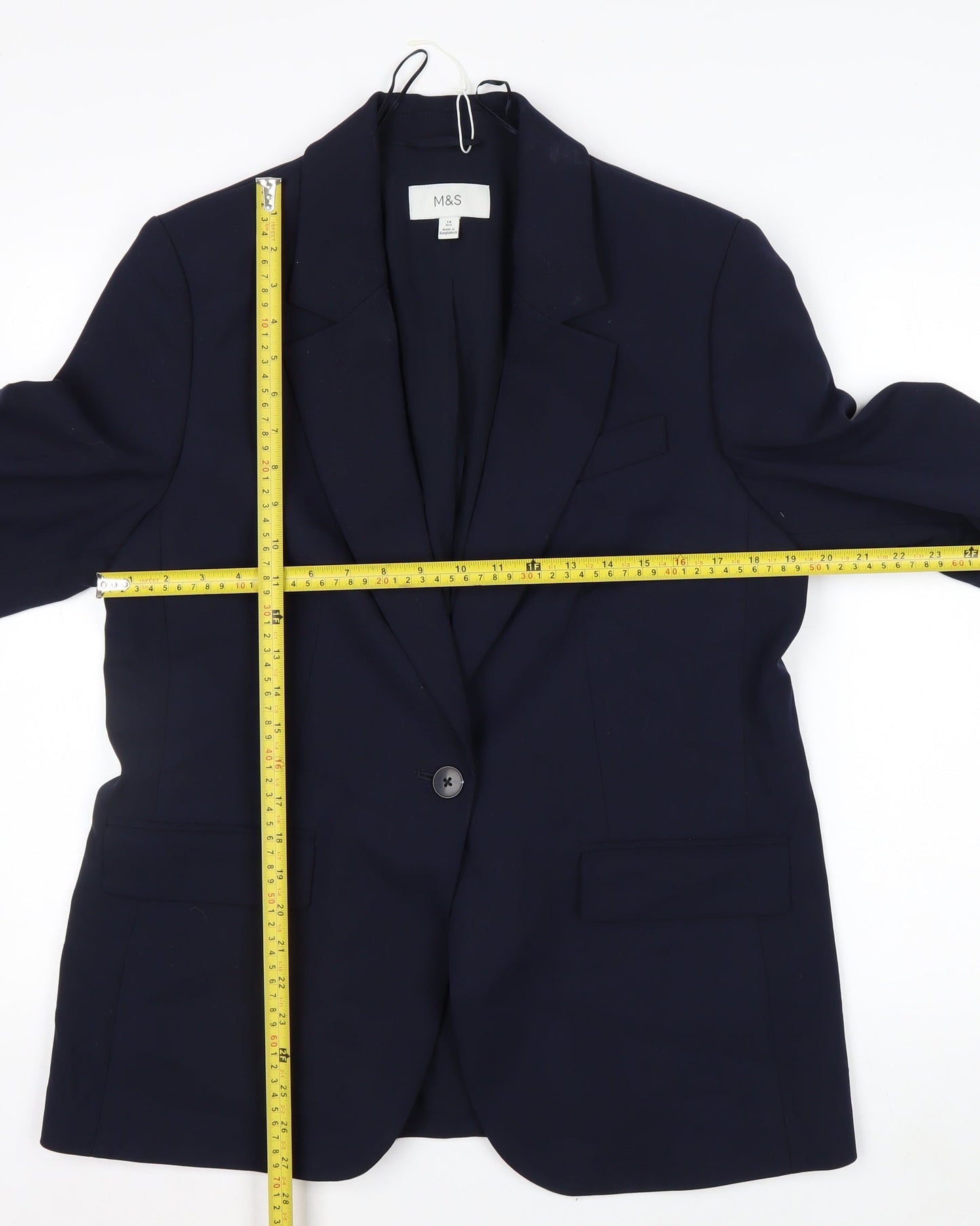 Marks and Spencer Women's Blue Size 14 Regular Fit Blazer