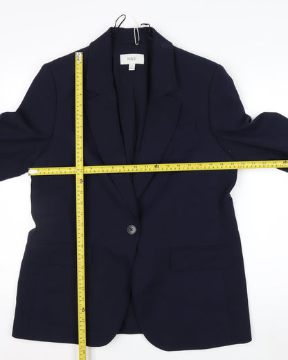 Marks and Spencer Women's Blue Size 14 Regular Fit Blazer