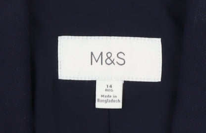 Marks and Spencer Women's Blue Size 14 Regular Fit Blazer
