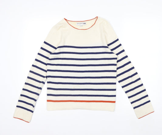 Uniqlo Women Ivory Striped Wool Knit Jumper S