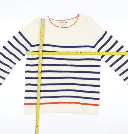 Uniqlo Women Ivory Striped Wool Knit Jumper S