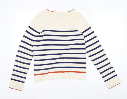 Uniqlo Women Ivory Striped Wool Knit Jumper S