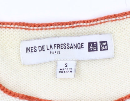 Uniqlo Women Ivory Striped Wool Knit Jumper S