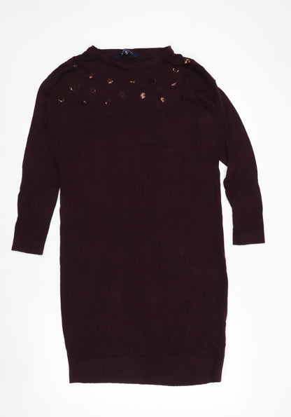 Crew Clothing Company Womens Brown Sequin Pullover Jumper Size 10