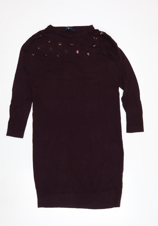 Crew Clothing Company Womens Brown Sequin Pullover Jumper Size 10