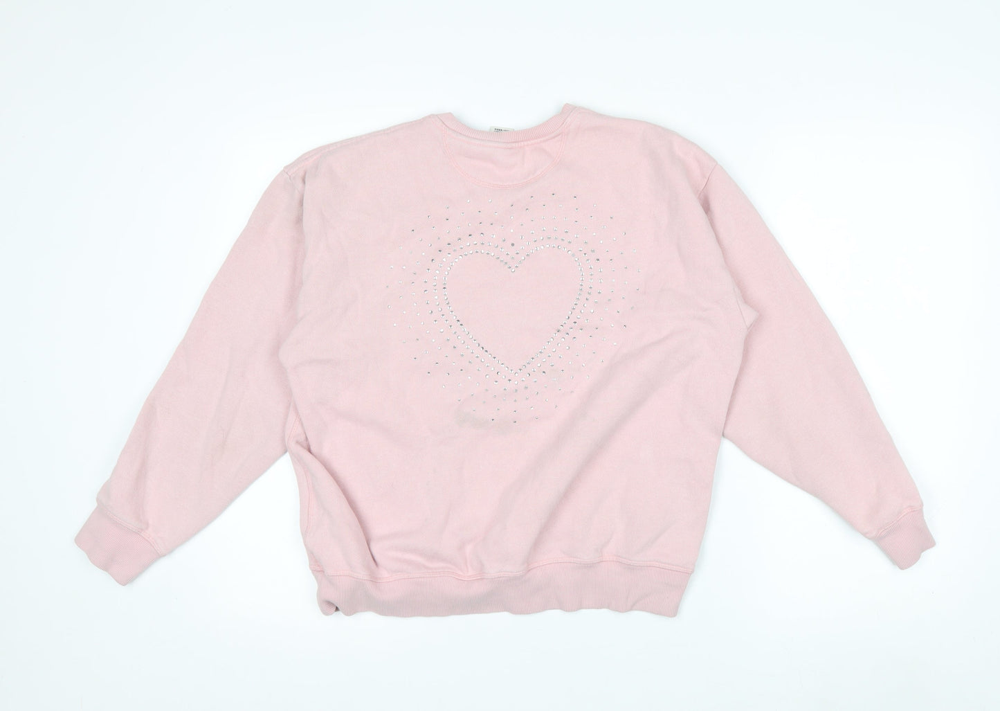 Victoria's Secret PINK Women's Pink Medium Pullover Sweatshirt Heart Rhinestone