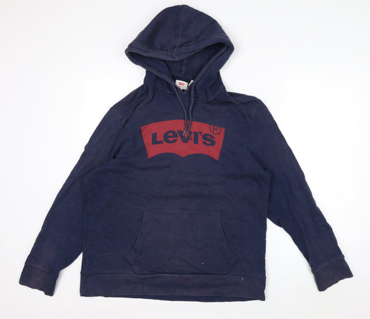 Levi's Men's Blue XL Pullover Hoodie with Logo Graphic