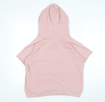 Replay Womens Pink Short Sleeve Hoodie Medium Pullover Cotton Blend