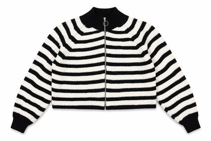 Next Women’s Black & White Striped Full Zip Jumper Size M