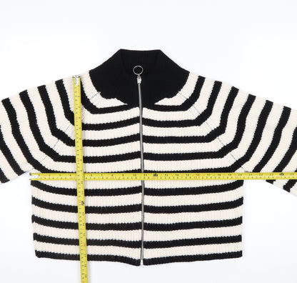 Next Women’s Black & White Striped Full Zip Jumper Size M