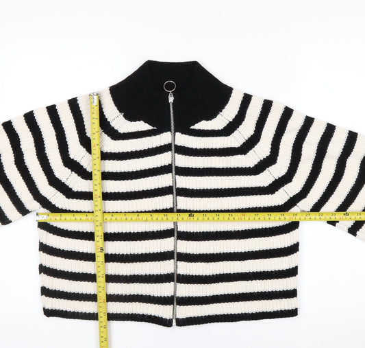 Next Women’s Black & White Striped Full Zip Jumper Size M