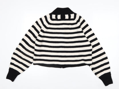 Next Women’s Black & White Striped Full Zip Jumper Size M